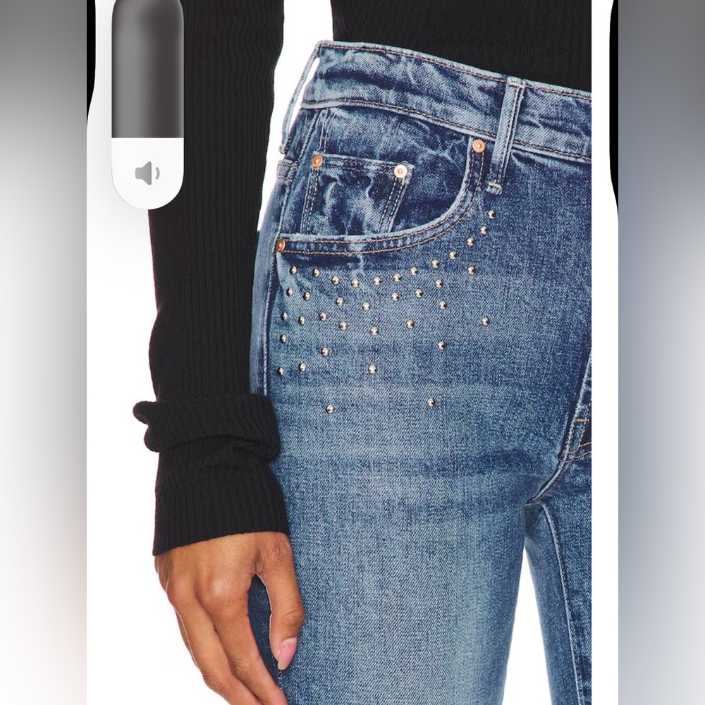 Mother Superior Metal Magic Insider Flood jeans 28 ankle studded blue cropped - Picture 2 of 15
